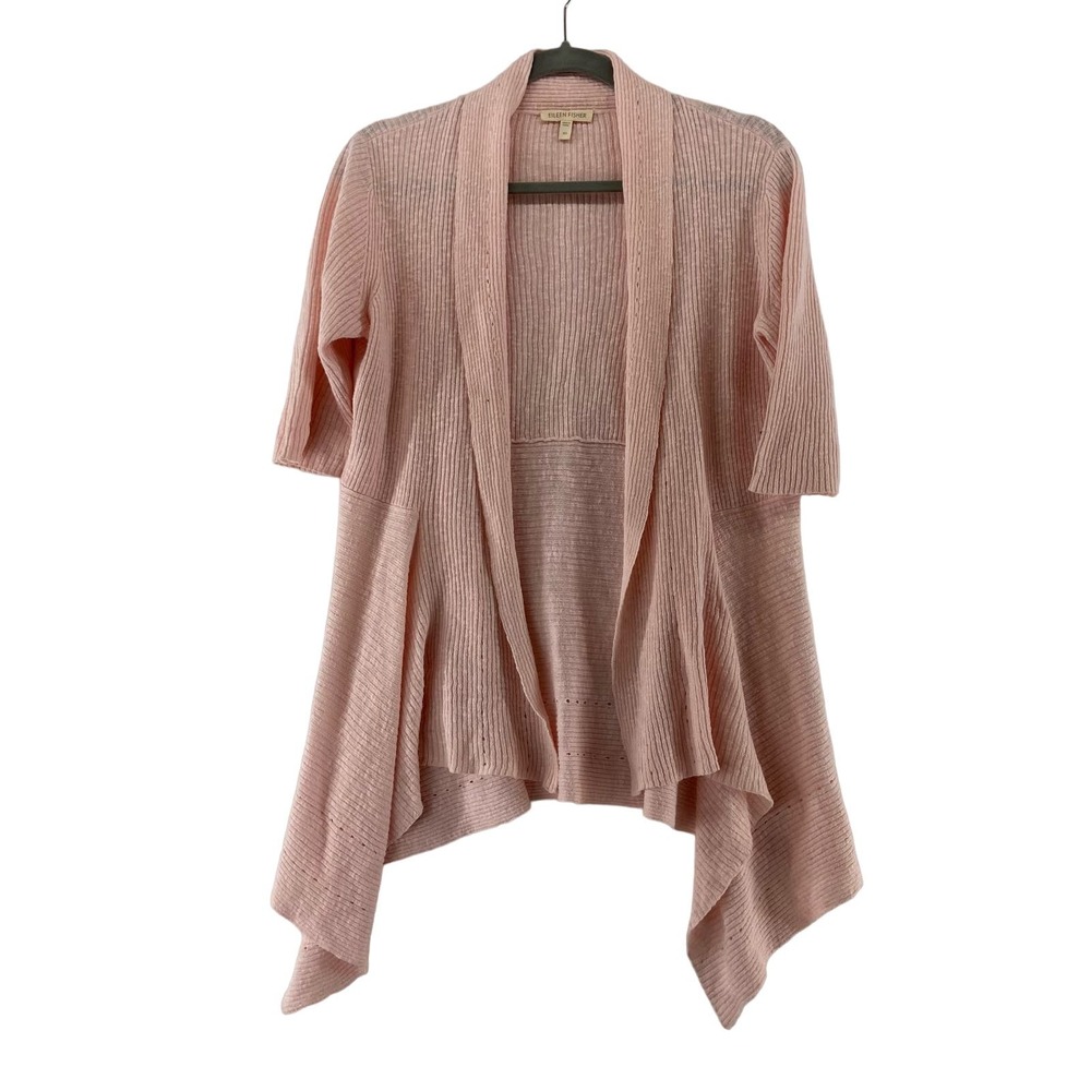 Eileen Fisher Pink Open Front‎ Cardigan Size XS Linen Cotton Blend